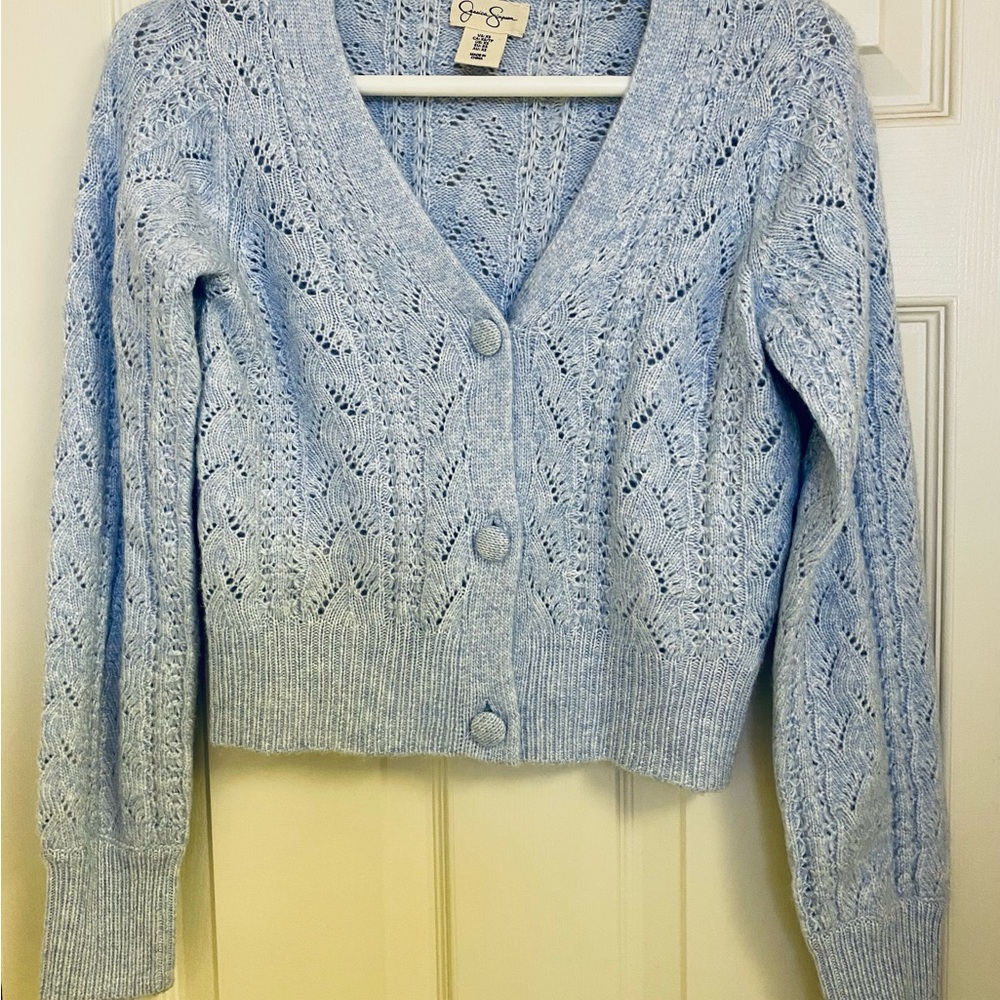 Jessica Simpson Light Blue Cable Knit Cardigan Sweater
